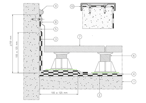 1.2 - FLAT WALKABLE COVER CONCRETE AND MASONRY SUPPORT: with no thermal insulation - floating tile flooring, 