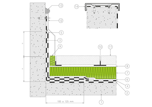 1.4 - COPERTURA PIANA PEDONABILE 
SUPPORTO IN LATERO CEMENTO - isolamento termico, pavimentazione quadrotti prefabbricati, 